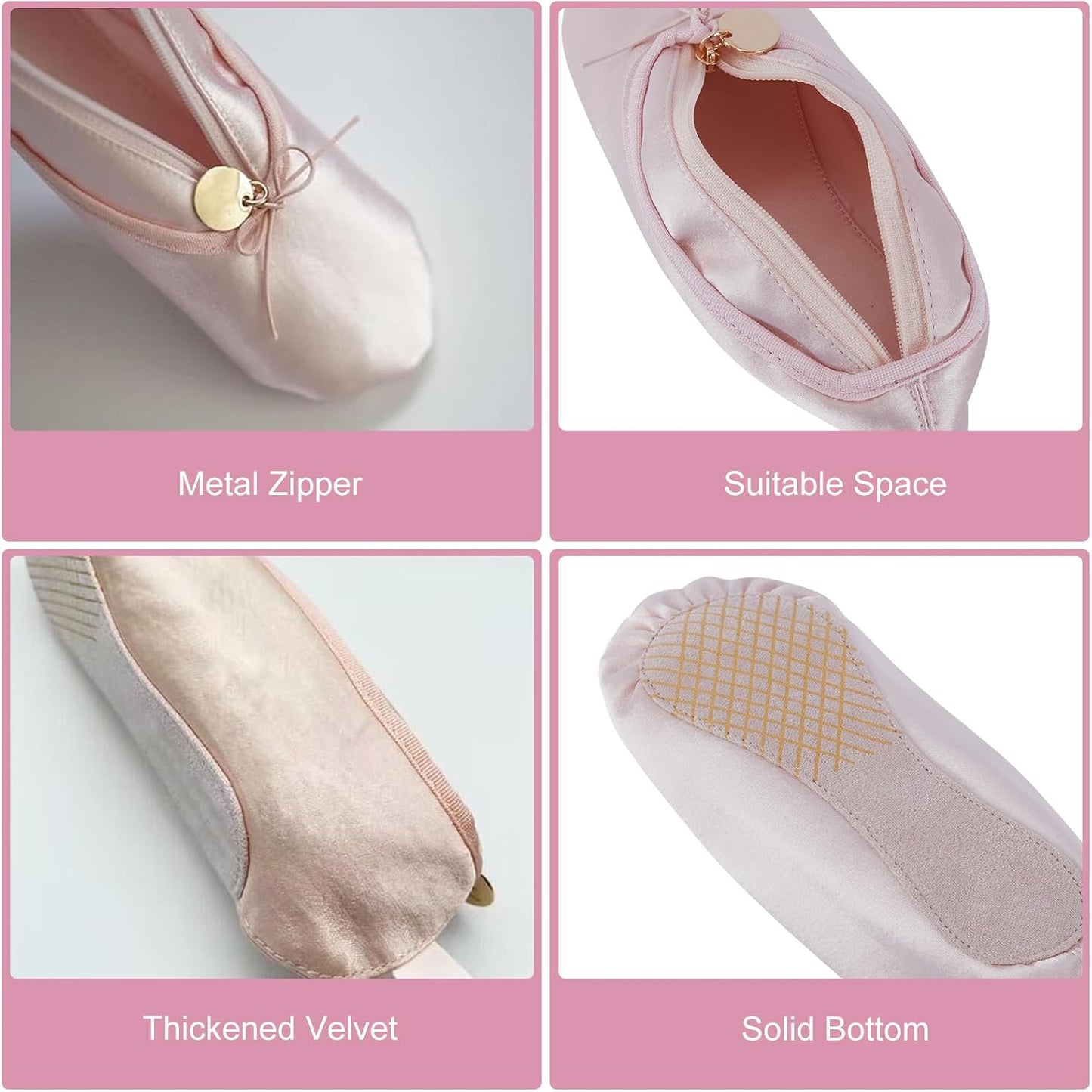 Pink Ballet Dance Shoe Makeup Bag - Ballerina Slipper Pouch for Girls & Women | Perfect Recital Gift