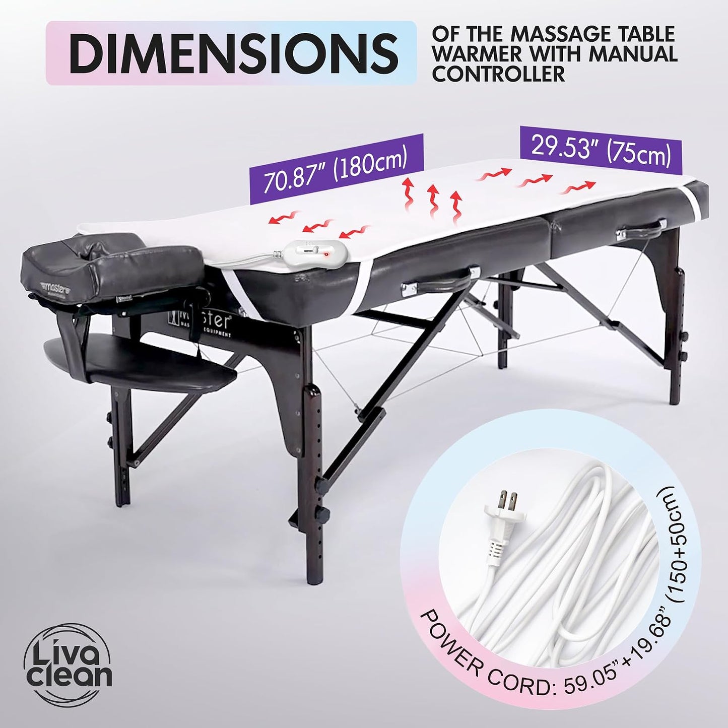 Electric Heated Massage Table Warmer | 3 Temperature Settings - 70.8” x 29.5” Spa Blanket