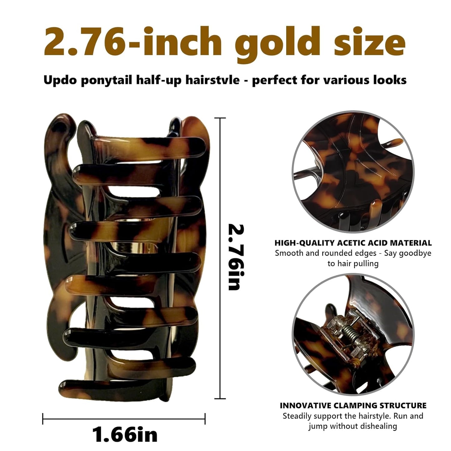 Butterfly Hair Clips - 4 Pack Premium Acetate Claw Clips for Women | Medium-Strong Hold for Thick & Thin Hair (2.76 x 1.66 in)