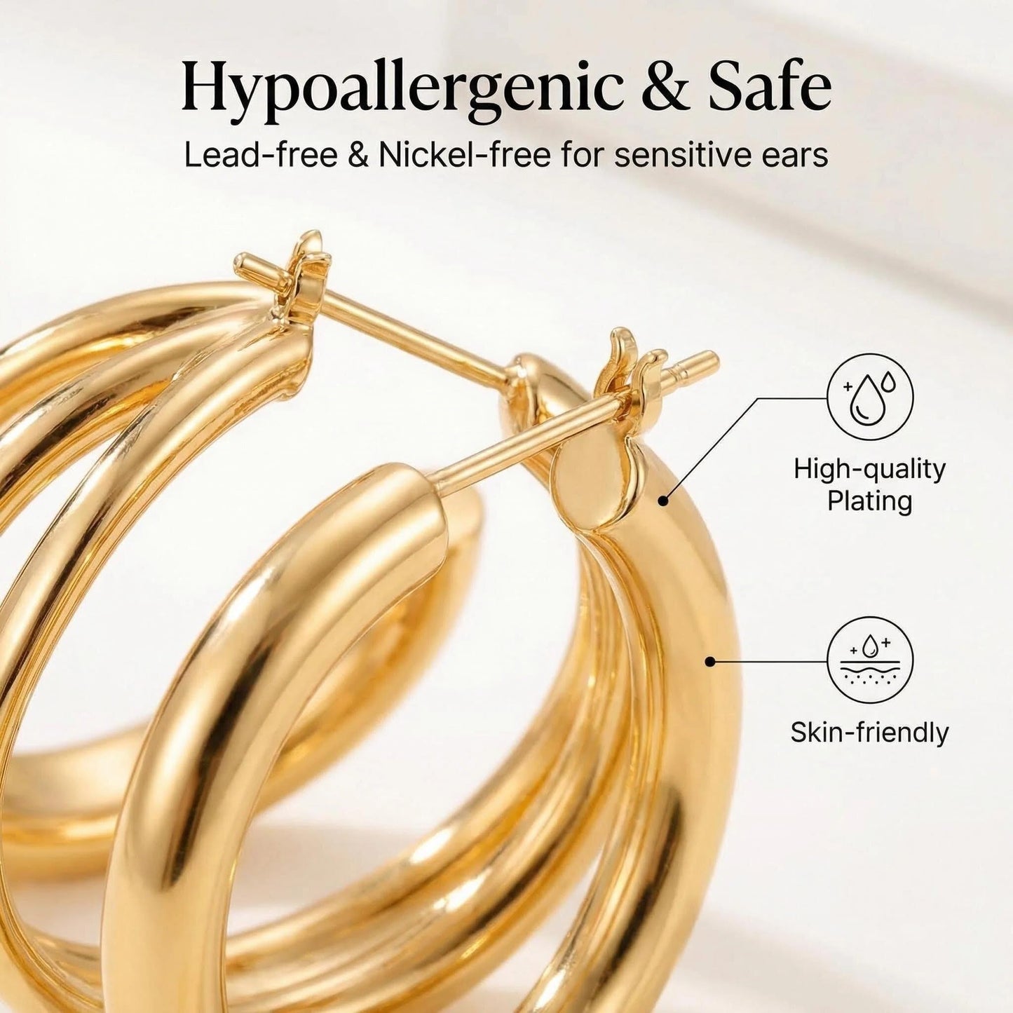24 Pairs Gold Hoop Earrings Set for Women - Hypoallergenic Chunky Chain Twisted Hoop Earrings Pack, Fashion Lightweight Dangle Earrings Jewelry Set Gift