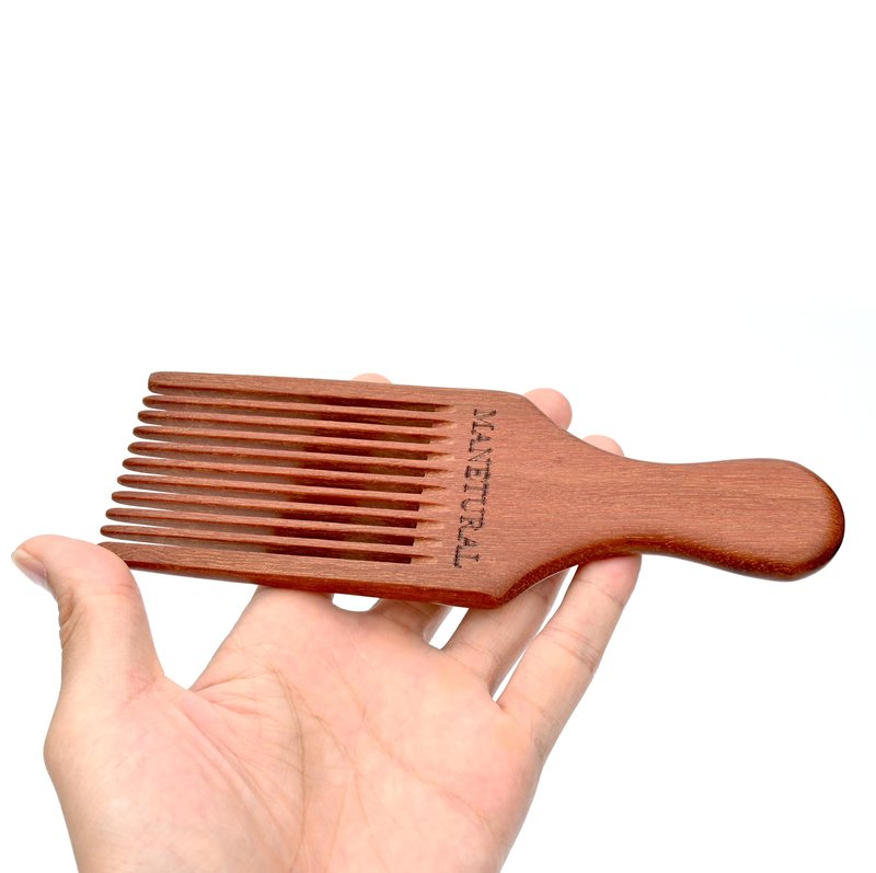 MANETURAL Beard Pick for Men 7" Handmade Afro Hair Comb - Wooden Grooming Tool for Men, Women with Wavy, Kinky, Curly Hair - Anti-Static Styling Precision"