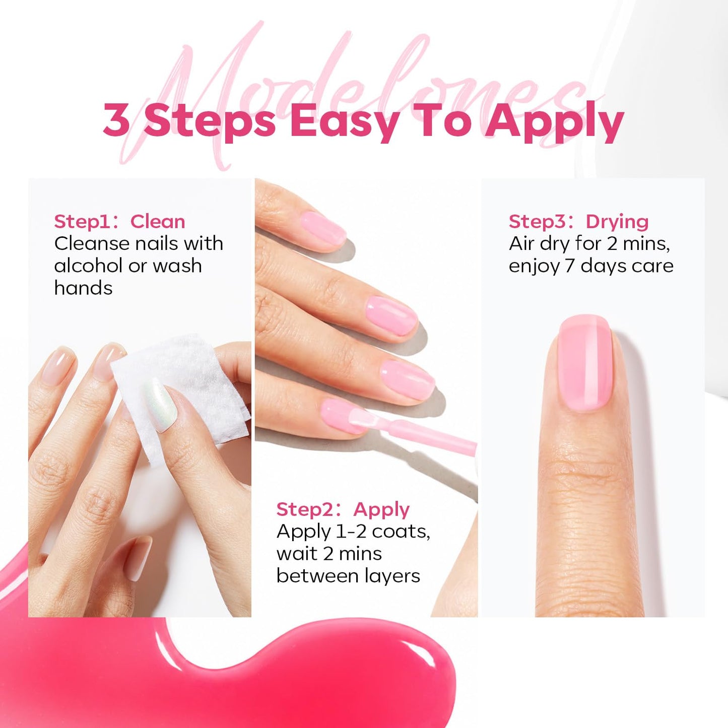 Nail Strengthener & Growth Sheer Pink Polish - Extra Strong Ridge Filler for Damaged Nails | 15ml