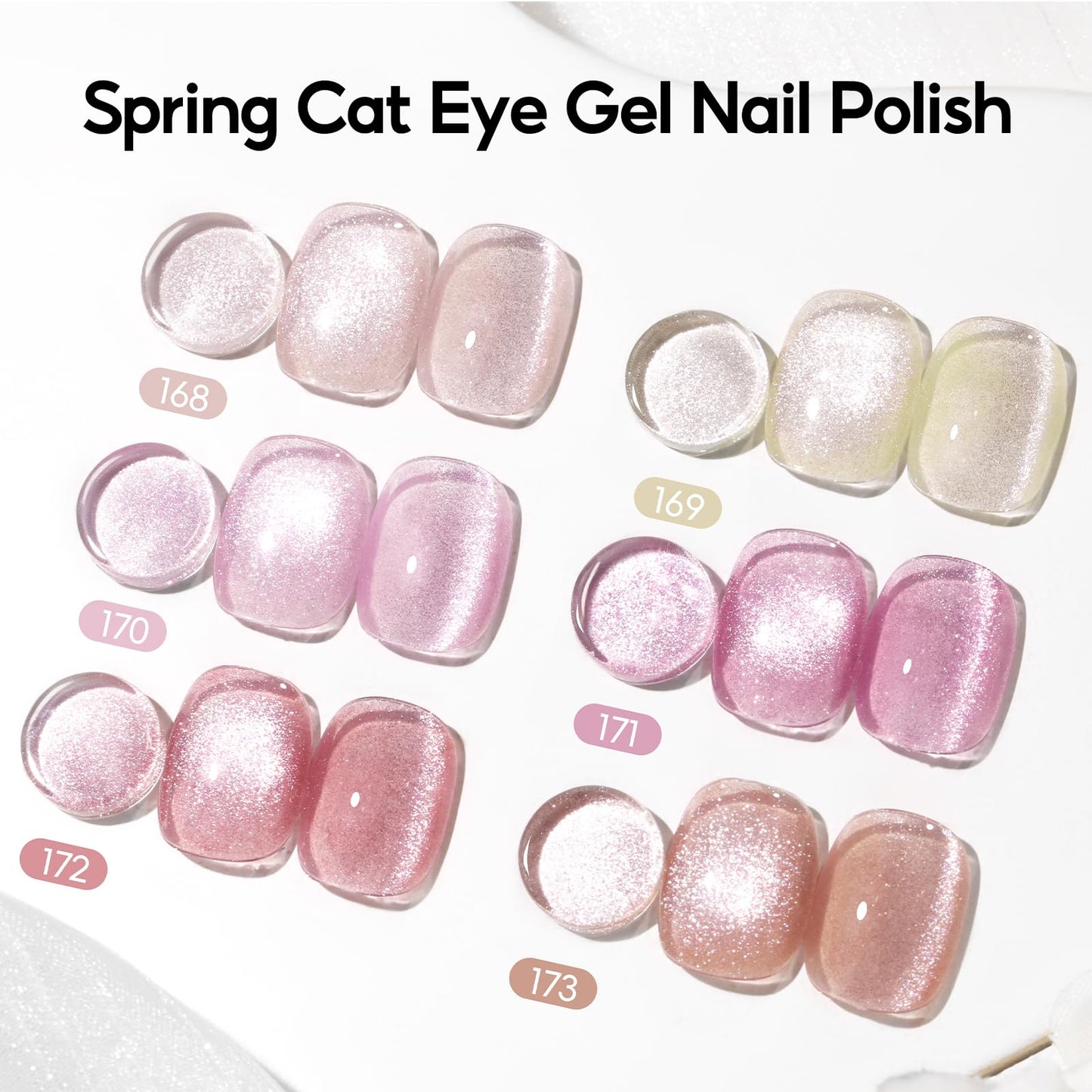 PEACECOLOR Cat Eye Gel Nail Polish Set 6 Colors Milky Nude Pink Glitter Summer Cat Eye Magnetic Sparkle with Magnet Soak Off Home Salon Nails
