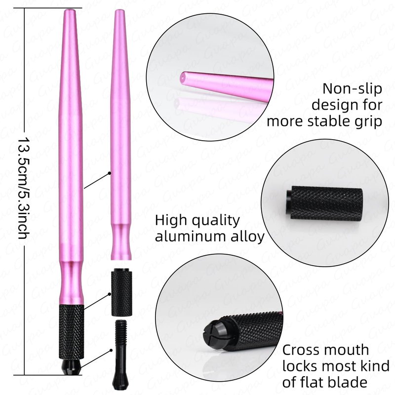 Guapa Professional Manual Microblading Pen Kit with 20 Disposable Microblading Needles - Matte Black/Pink Pen,Ergonomic Design for Eyebrow and Lip Tattooing (Kit 1-Pink)
