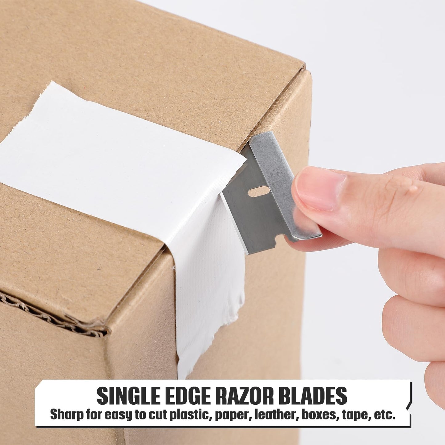 Lasnten 500 Pack Single Edge Razor Blades High Carbon Steel Individually Wrapped 1.5" x 0.75" Replacement Scraper Blades for Removing Paint Labels Stickers & Decals