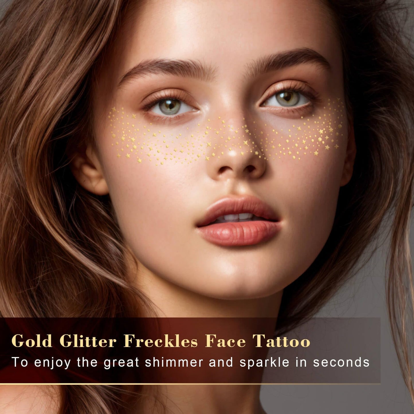 MEICOLY Silver and Gold Face Glitter,Running Glitter Freckles Face Tattoo for Women Kid,Silver Glitter Freckles Makeup Patches,Sparkle Freckles Speckles Patches,8pcs