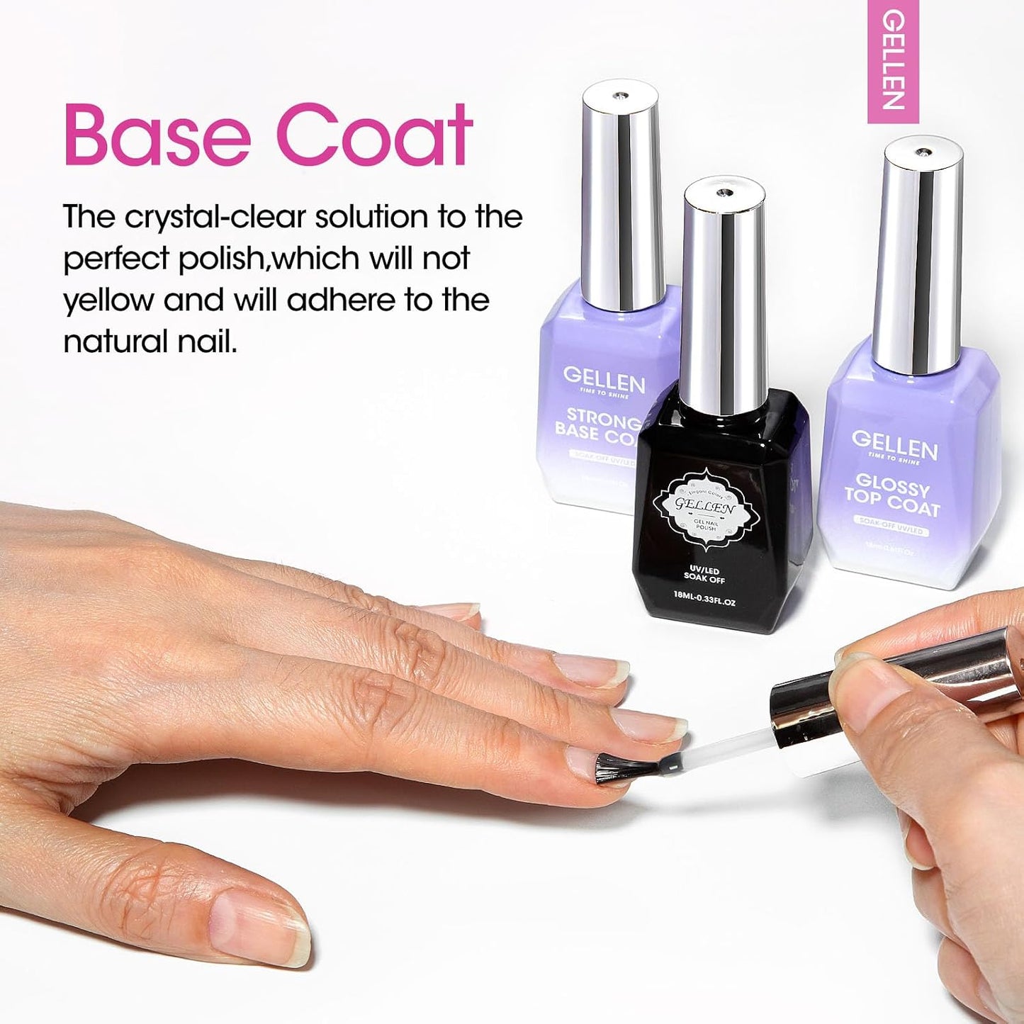 Builder Nail Gel Set - Soak Off Hard Gel with Top & Base Coat | 3 Pcs 18ml for Nail Extensions & Strengthening