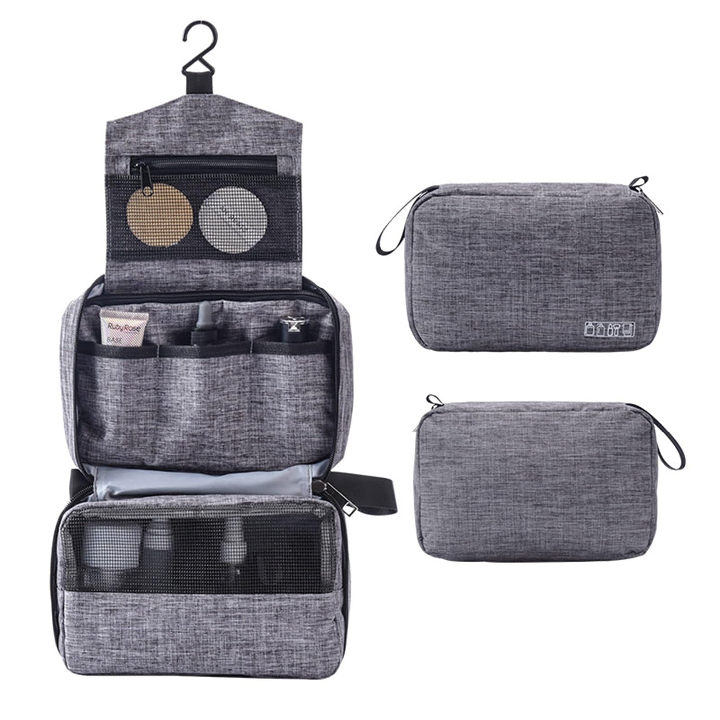 BlrymCrte Travel toilet bag is used to store toiletries, Suitable for short-term travel use hanging toilet bag (Gray)