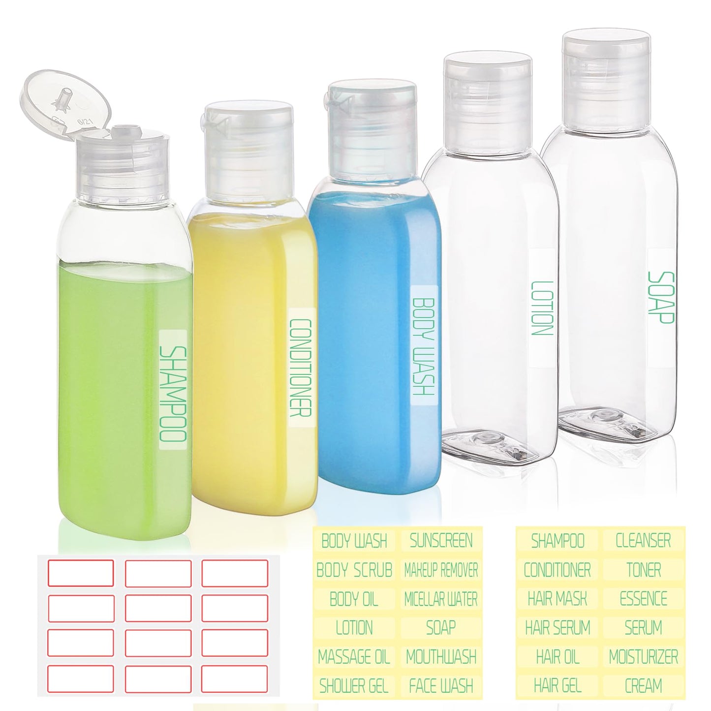 Wowang Travel Bottles for Toiletries 5 Pack 2oz TSA Approved Squeezable Travel Size Containers Leak-proof Shampoo and Conditioner Bottles Refillable Plastic Squeeze Bottle(Clear)