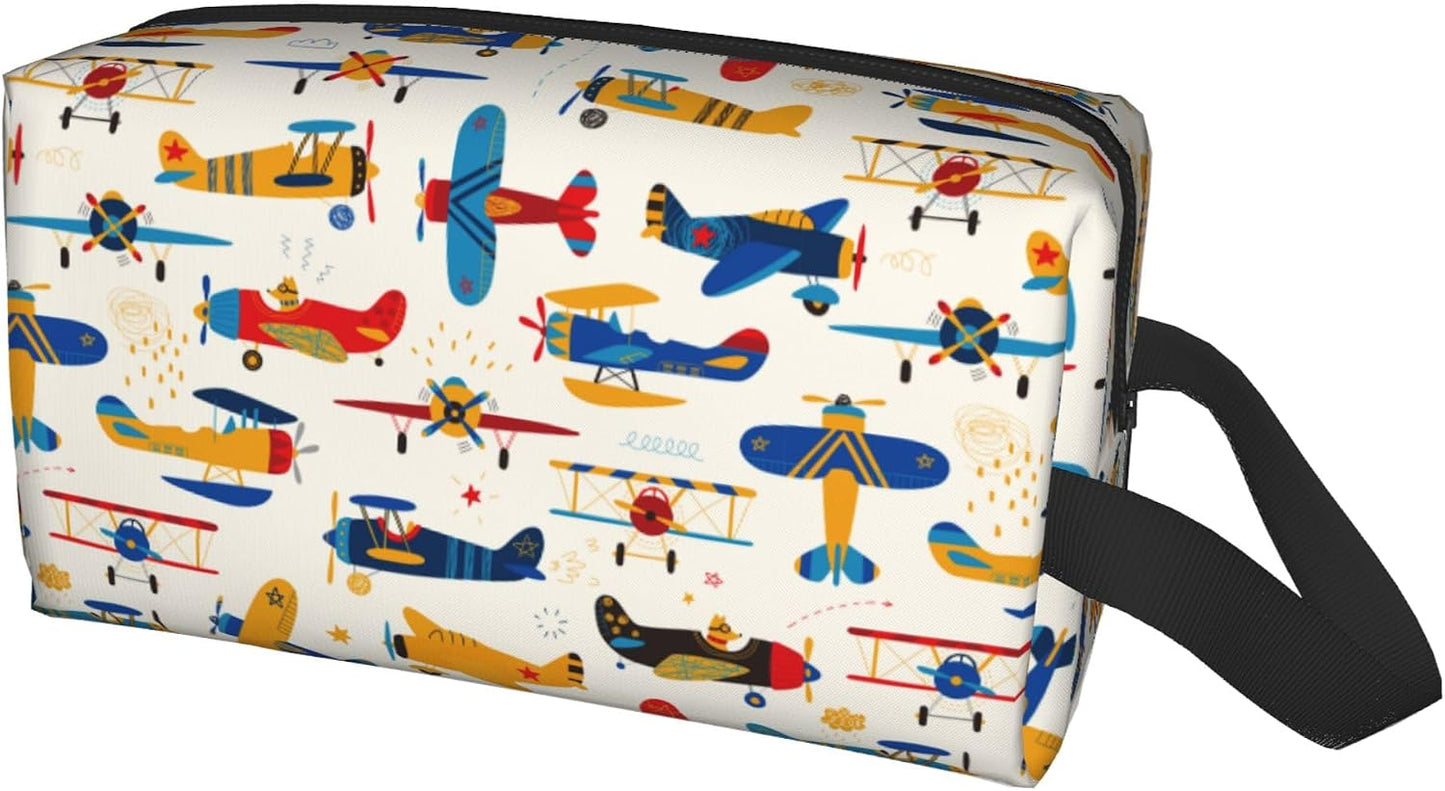 Kids Travel Toiletry Bag - Waterproof Hanging Cosmetic Pouch for Boys & Girls | Helicopter Design
