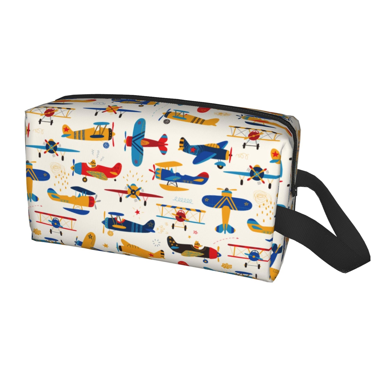 Xalvyriehf Kids Travel Toiletry Bag for Boys Girls - Waterproof Makeup Pouch Hanging Cosmetic Wash Bags Dopp Kit Shaving Bag for Toiletries Accessories(Helicopter Aircraft)
