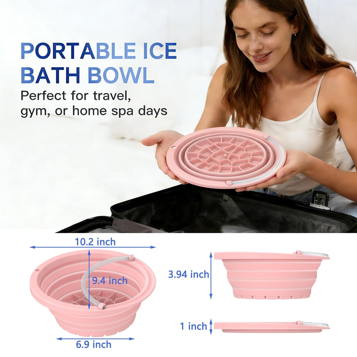 2026 Upgraded Face Bowl for Ice - Foldable Silicone Facial Ice Bath Bowl, Facial Cold Plunge with Breathing Tubes for Skin Tightening, Skincare Routine, Home Travel