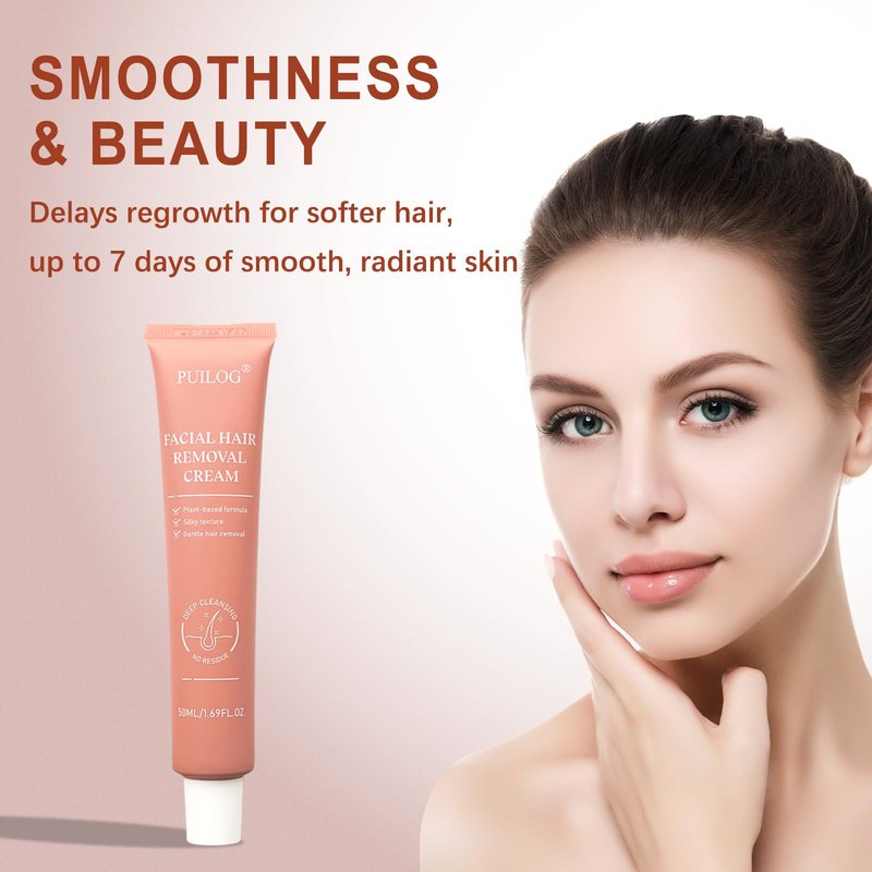 Facial Hair Removal Cream for Women Face, Painless & Flawless Depilatory Cream for Face Upper Lip Chin Hair Remover, Gentle Formula for Sensitive Skin Hair Removal At Home, 1.69 fl.oz