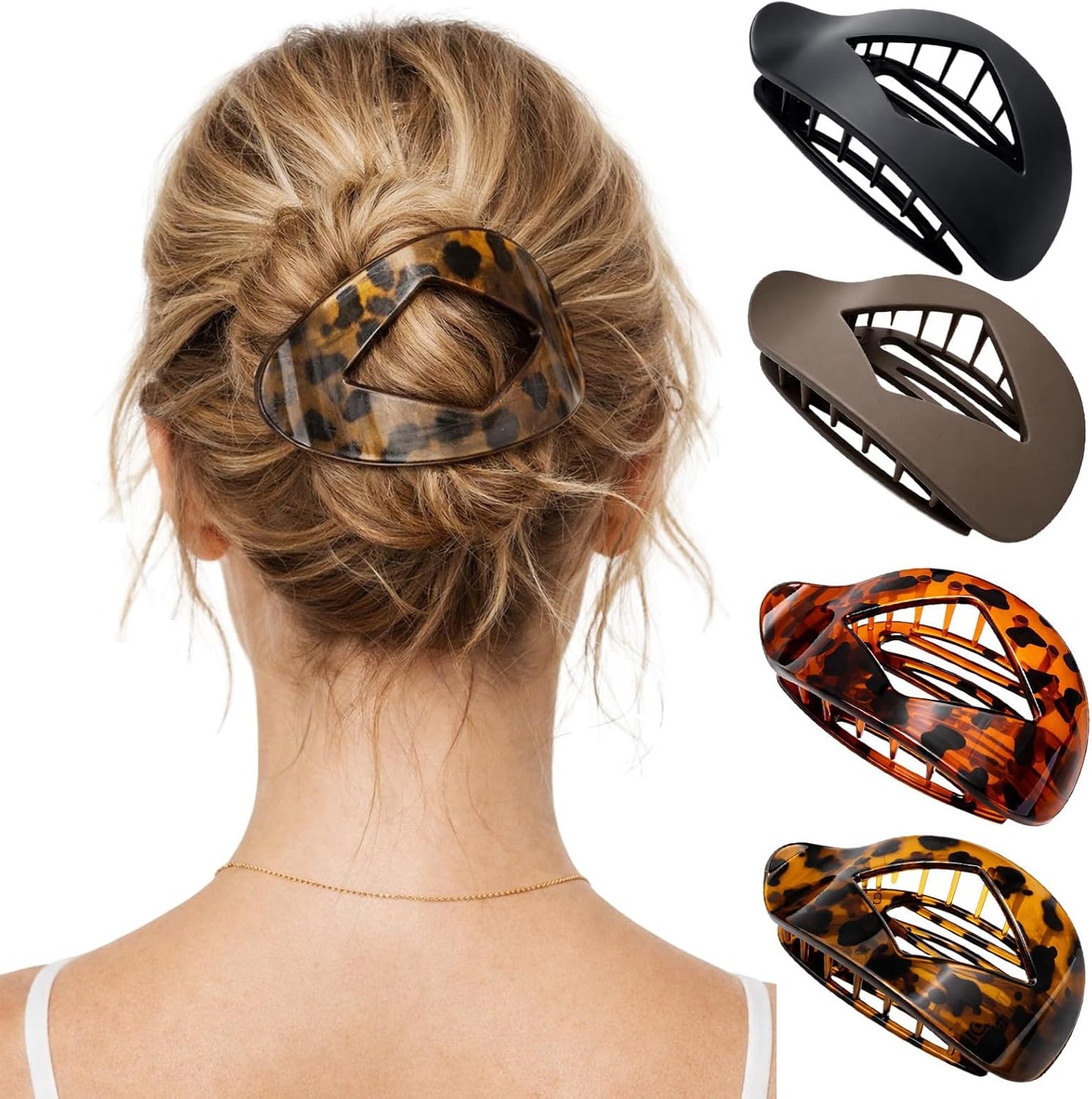 Duckbill Hair Clips - 4-Pack Flat Claw Design for Thick or Thin Hair | Casual Elegant Style