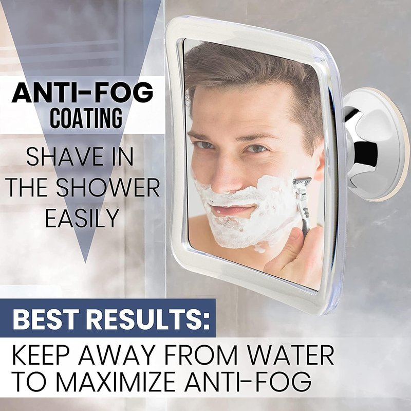 MIRRORVANA 3X Magnifying Shower Mirror for Fogless Shaving with Suction Cup, Shatterproof Surface and 360° Swivel, 6.3" x 6.3"