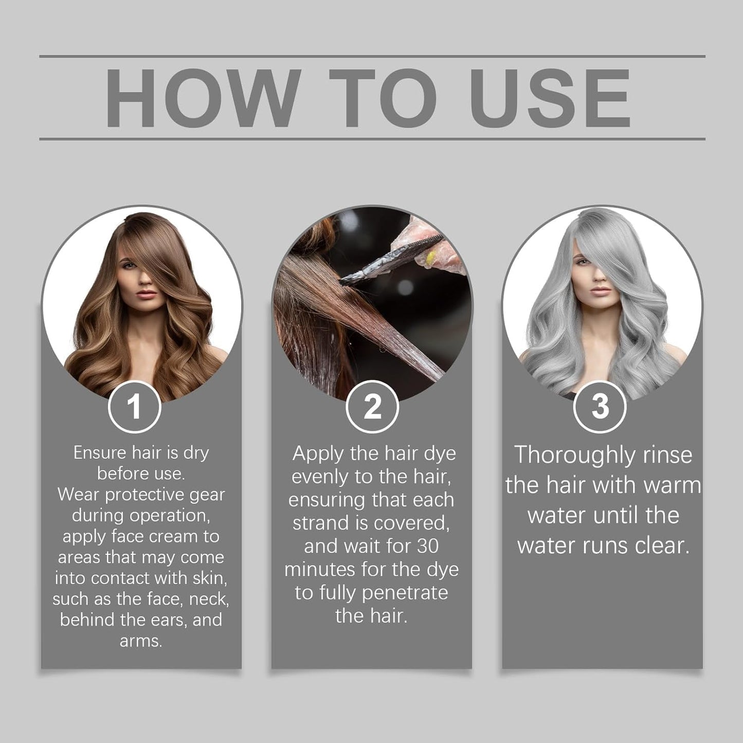 Natural Essence Extract 2-in-1 Silver Hair Dye - No Bleaching Silver Grey & Smoke Grey (1pc)