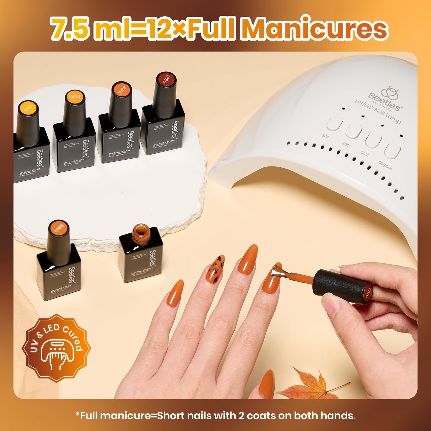 Beetles Fall Gel Polish Set - Maillard Season Collection, 6 Colors Brown Orange Yellow Fall Colors Polish Kit, Soak off Uv Led Lamp Needed Manicure DIY Home