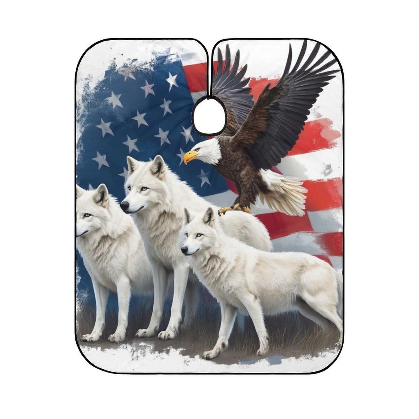 Stylish Professional Hair Cutting Cape Fashionable Salon Barber Cape with Adjustable Closure Wolves and Eagles Wolf American Flag