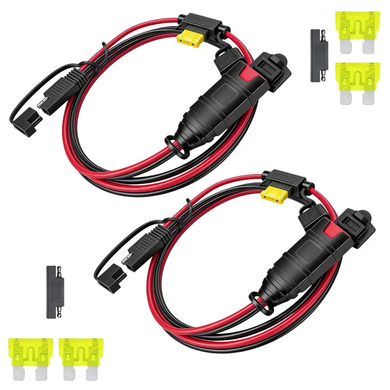 2 Pack X-Connect SAE Adapter fit for GC009 NOCO Battery Charger Accessories,with SAE Polarity Reverse Adapter and 20A Fuse, 14AWG, to Quick Connections Already on Motorcycles, Cars, ATVs and UTVs