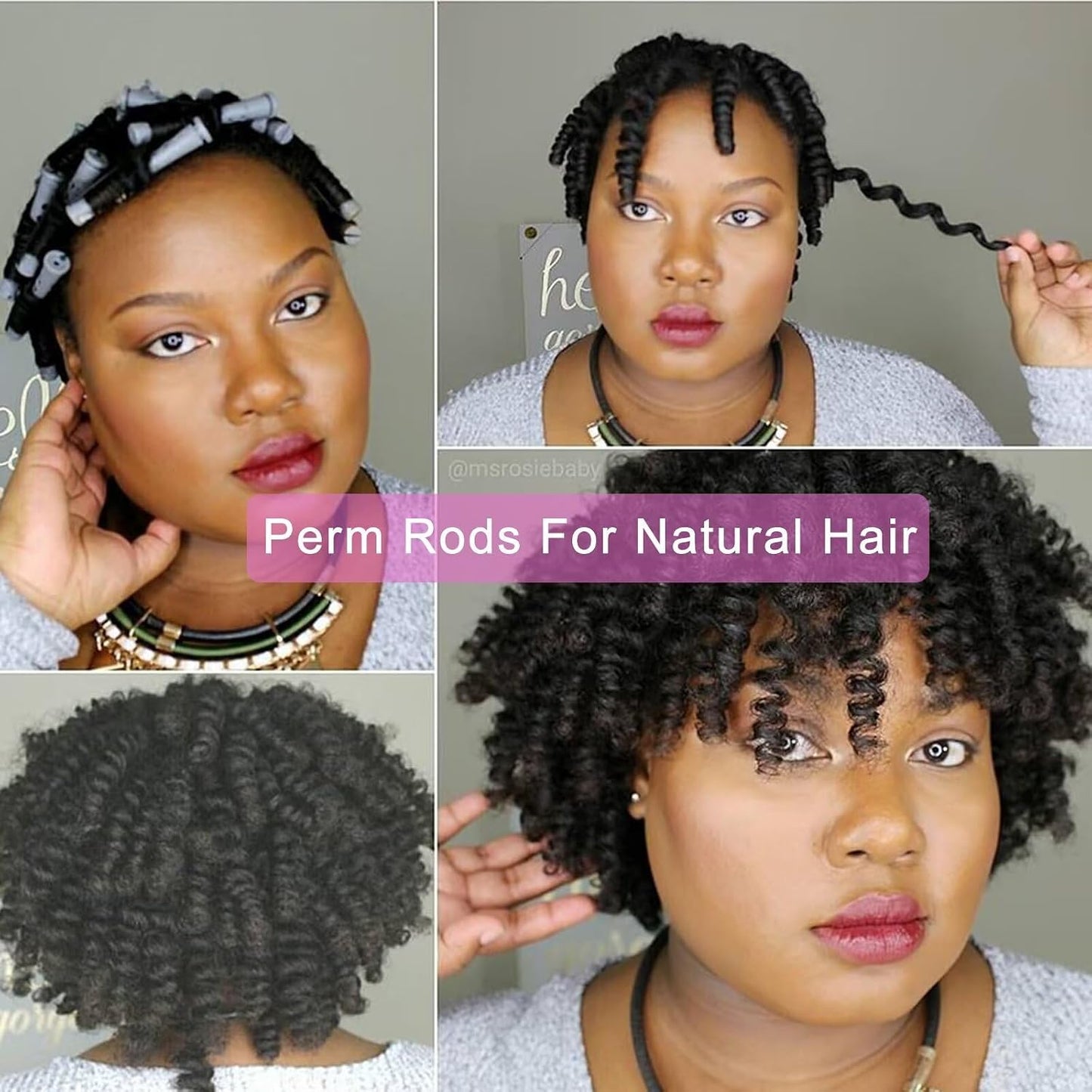 40PCS Perm Rods - Heatless Non-Slip Hair Rollers for Short & Long Hair | 0.59 Inch Grey DIY Hairdressing Tools
