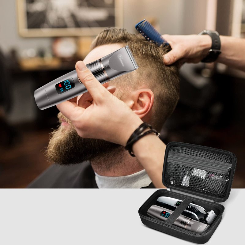 Protective Case Holds 2pcs Hair Clippers, Barber Storage Compatible with Ufree/ for Novah/ for Jack & Rose/ for FADEKING Beard Trimmer Kit, All-in-One Organizer for Shaver Set-Black Case+Black Zipper