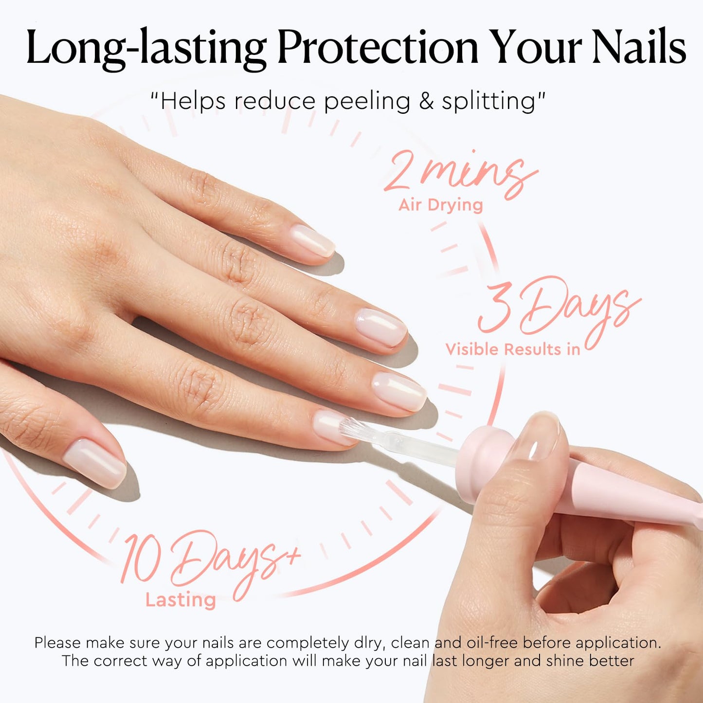 AzureBeauty 18ml Nail Strengthener and Growth, Milky White Nail Polish