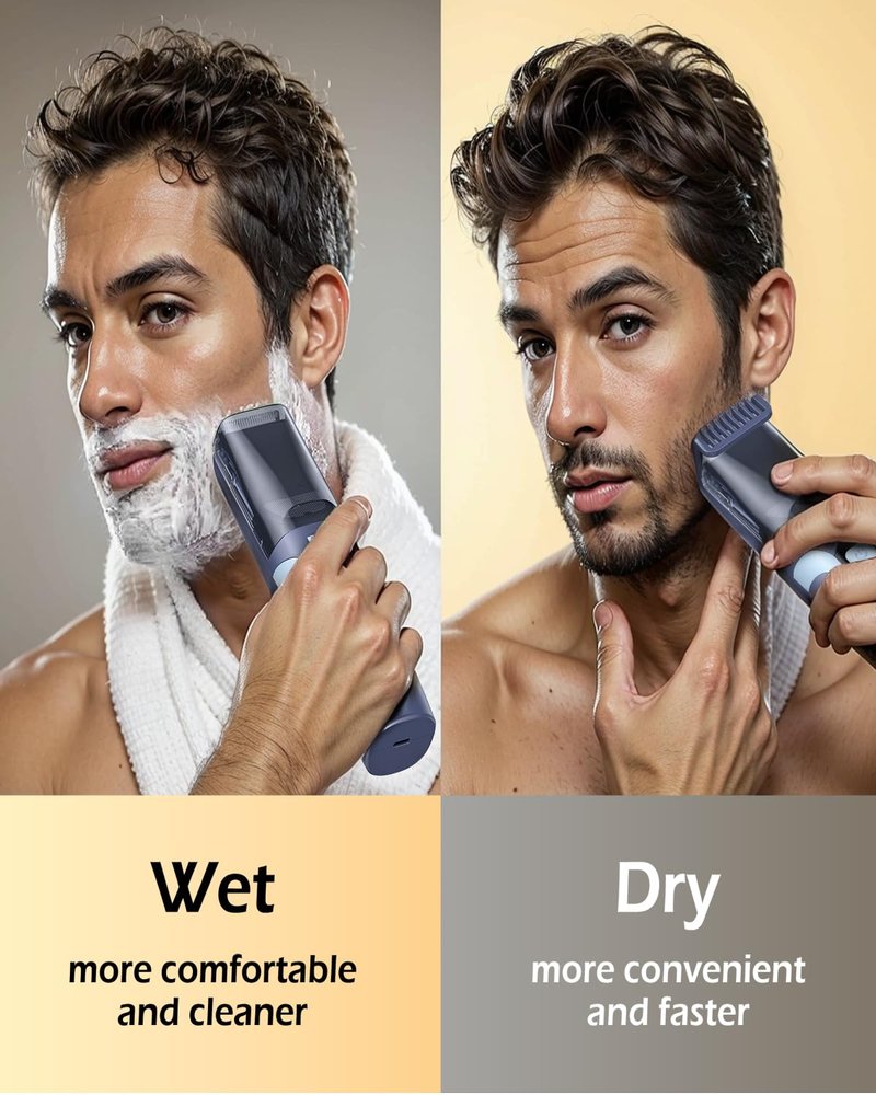 ENNSU Vaccum Beard Trimmer for Men, Rechargeable Electric Men Beard Trimmers with 2 Combs, 1-20mm Adjustable Length Dial, Waterproof Cordless Mustache Trimmer for Face, Stubble, Blue