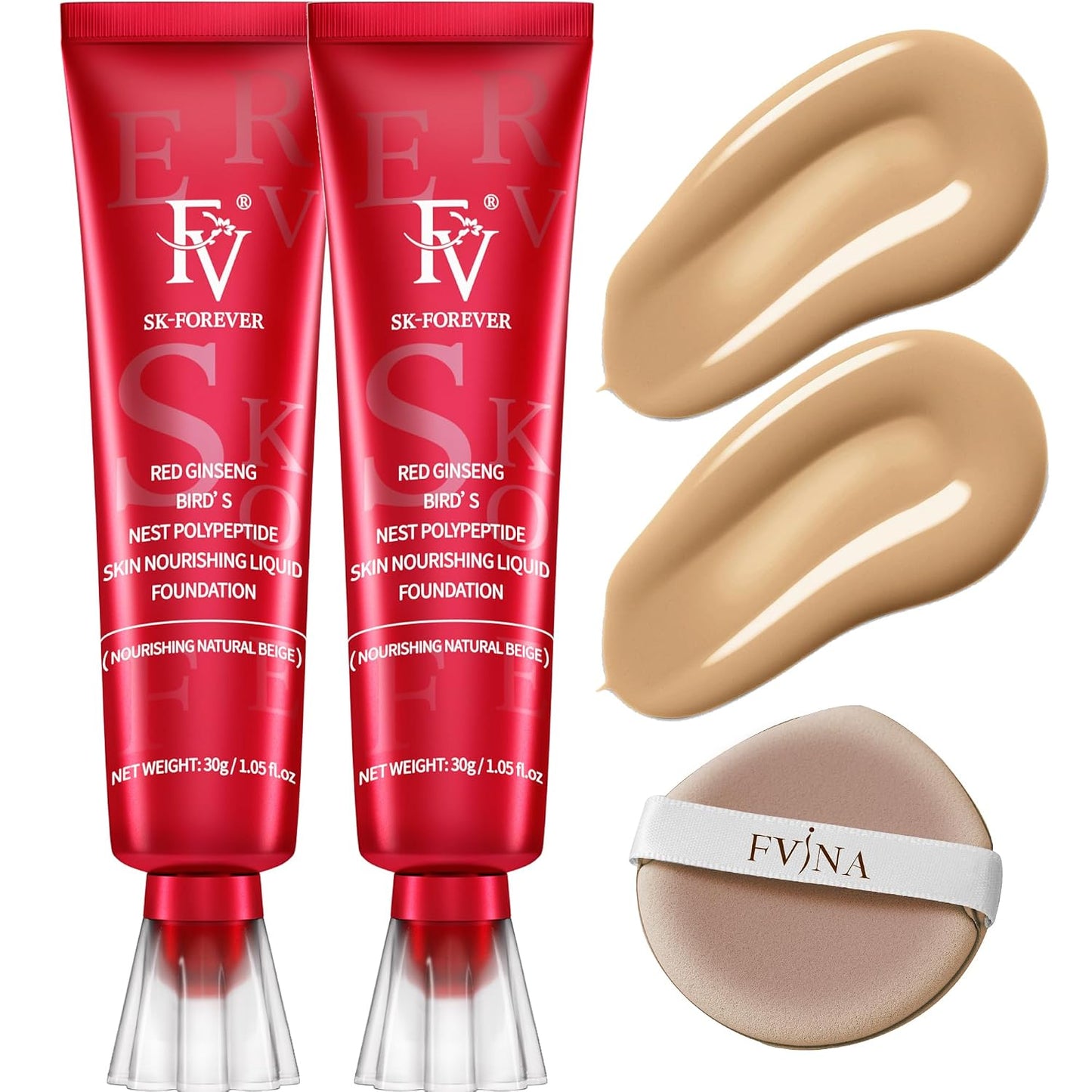 Dewy Liquid Foundation Makeup - Waterproof & Lightweight Hydrating Formula | 2 Pack, Classic Ivory