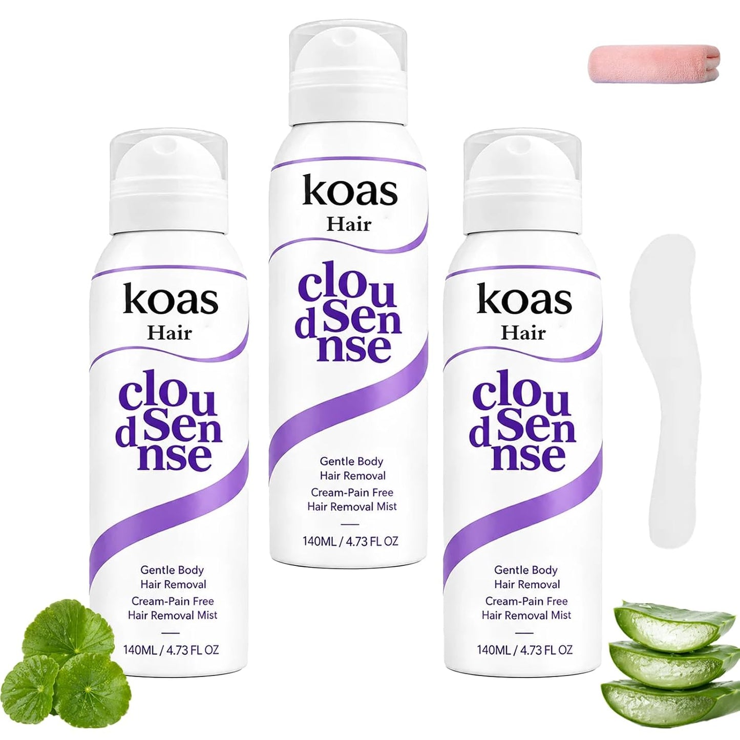 Koas Hair Removal Mousse - Gentle Hair Remover for Women & Men | Aloe Vera, Smooth Finish for Legs, Arms & Underarms (3 Pcs)