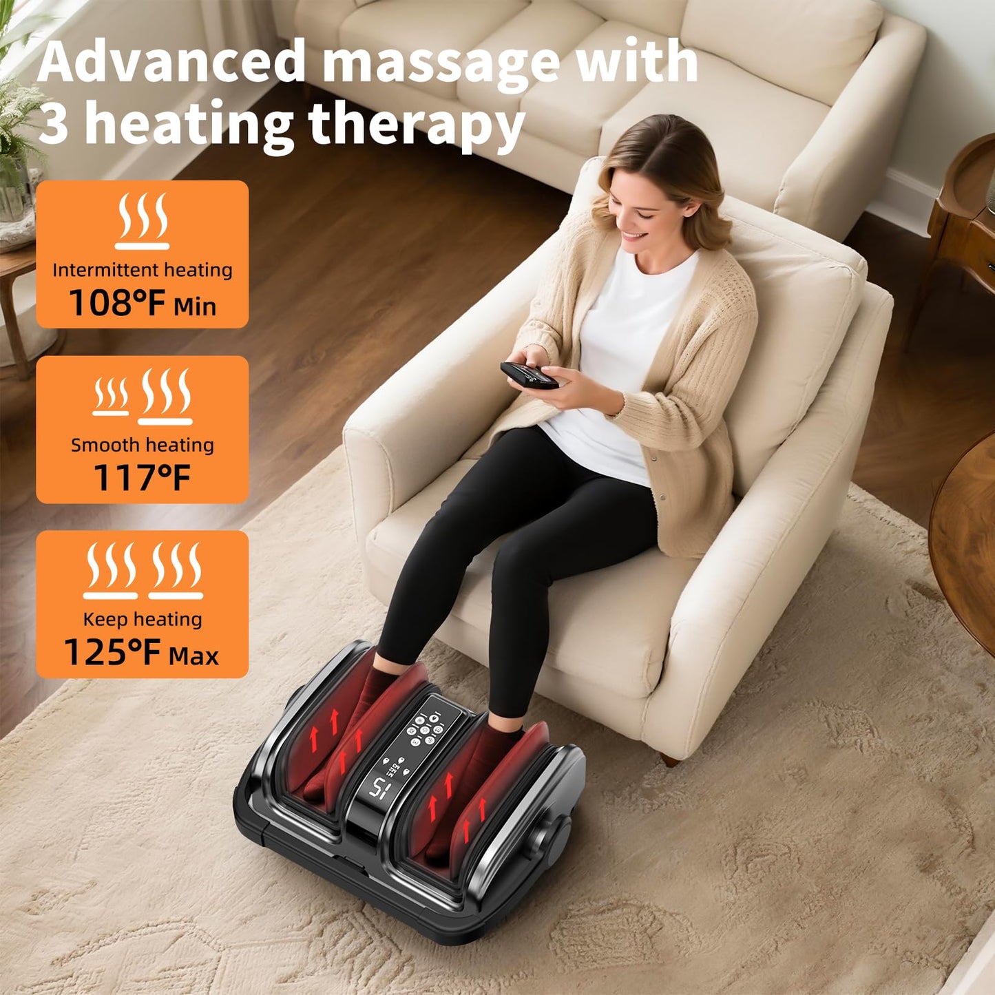 CARESKY Shiatsu Foot Massager with Heat, FSA Eligible HSA Foot Massager for Plantar Fasciitis, Neuropathy, Circulation and Pain Relief, Foot and Calf Massage at Home/Office