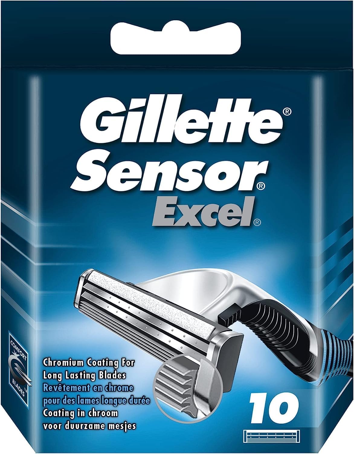 Gillette Shaving Cartridges for Men - Sensor Excel, 10 Count | Smooth Shave Experience
