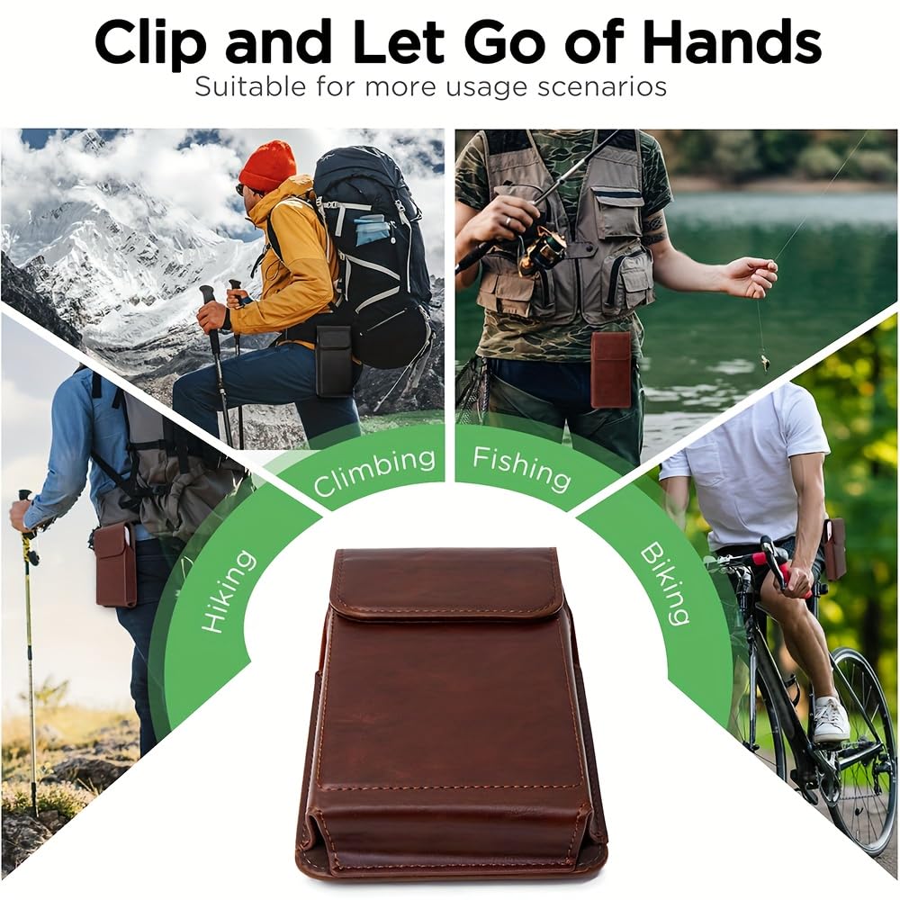 1pc Men's Waist Clip Phone Case - Durable, Lightweight, and Versatile Wallet Pouch for Secure Phone Storage, Brown, with Adjustable Shoulder Strap (Brown)