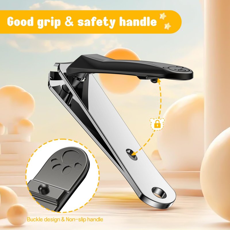 FVION Baby Nail Clippers - Stainless Steel Kids Nail Clippers Trimmer, Small Jaw Children Fingernail Clippers for Toddler, Infant, Babies - Safe Nail Grooming Tool - Black