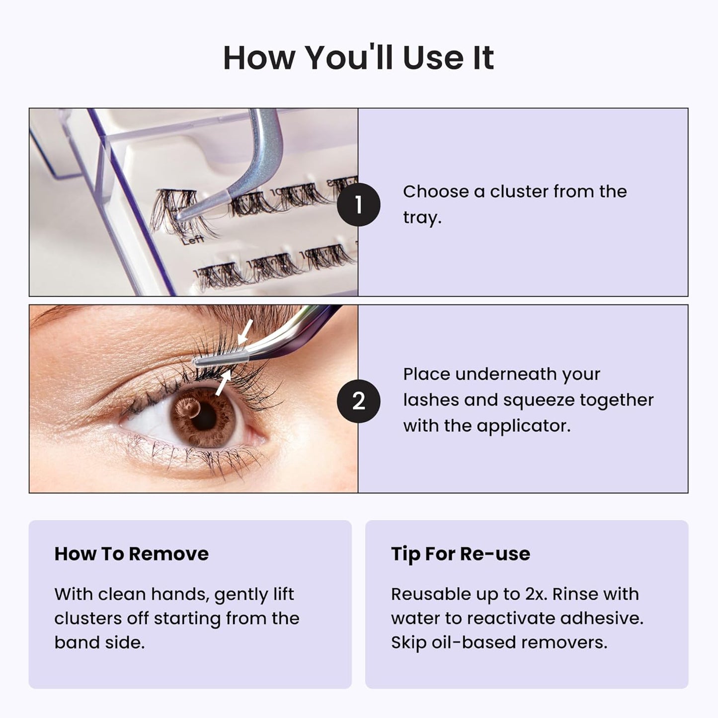Kiss Impress Falsies Eyelashes - Long Lasting Self-Adhesive Demi Wispy Clusters | 5-Day Wear, Light Volume (5-14mm)
