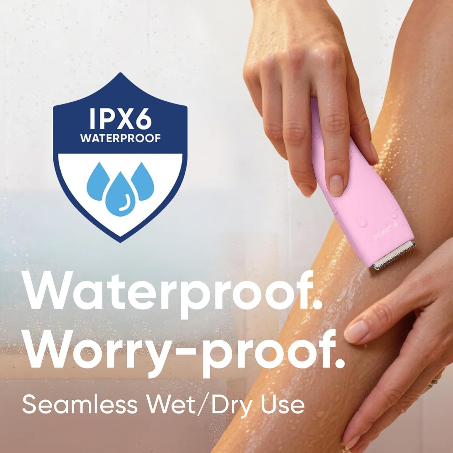 Bikini Trimmer for Women - Waterproof USB-C Rechargeable Electric Razor with LED Light | Rose Color