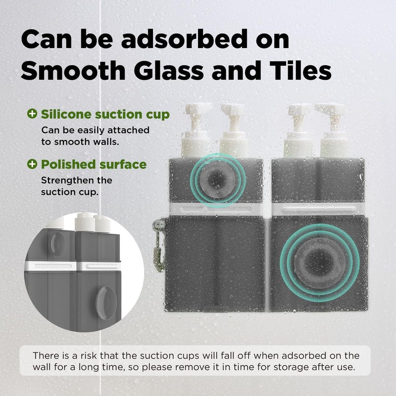 Travel Bottles for Toiletries - TSA Approved Shampoo & Conditioner Set with Suction Cups | Gray