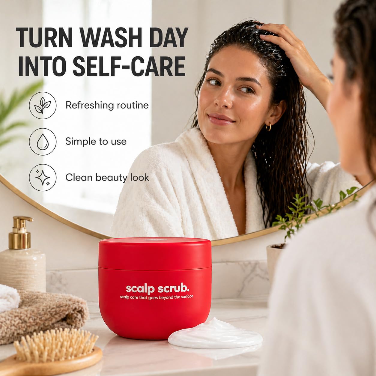 Revive & Restore Scalp Care Treatment - Gentle Exfoliating Scalp Scrub Balm for Itchy Skin | 3.4 Fl Oz Red Jar