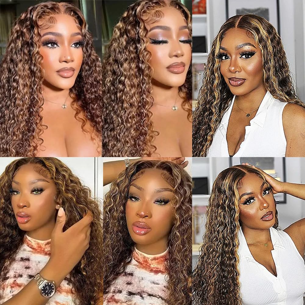 28 30 32 Inch Honey Blonde Bundles Human Hair P4/27 Water Wave Bundle Brazilian Virgin Hair 3 Bundles Highlight Water Wave Bundle