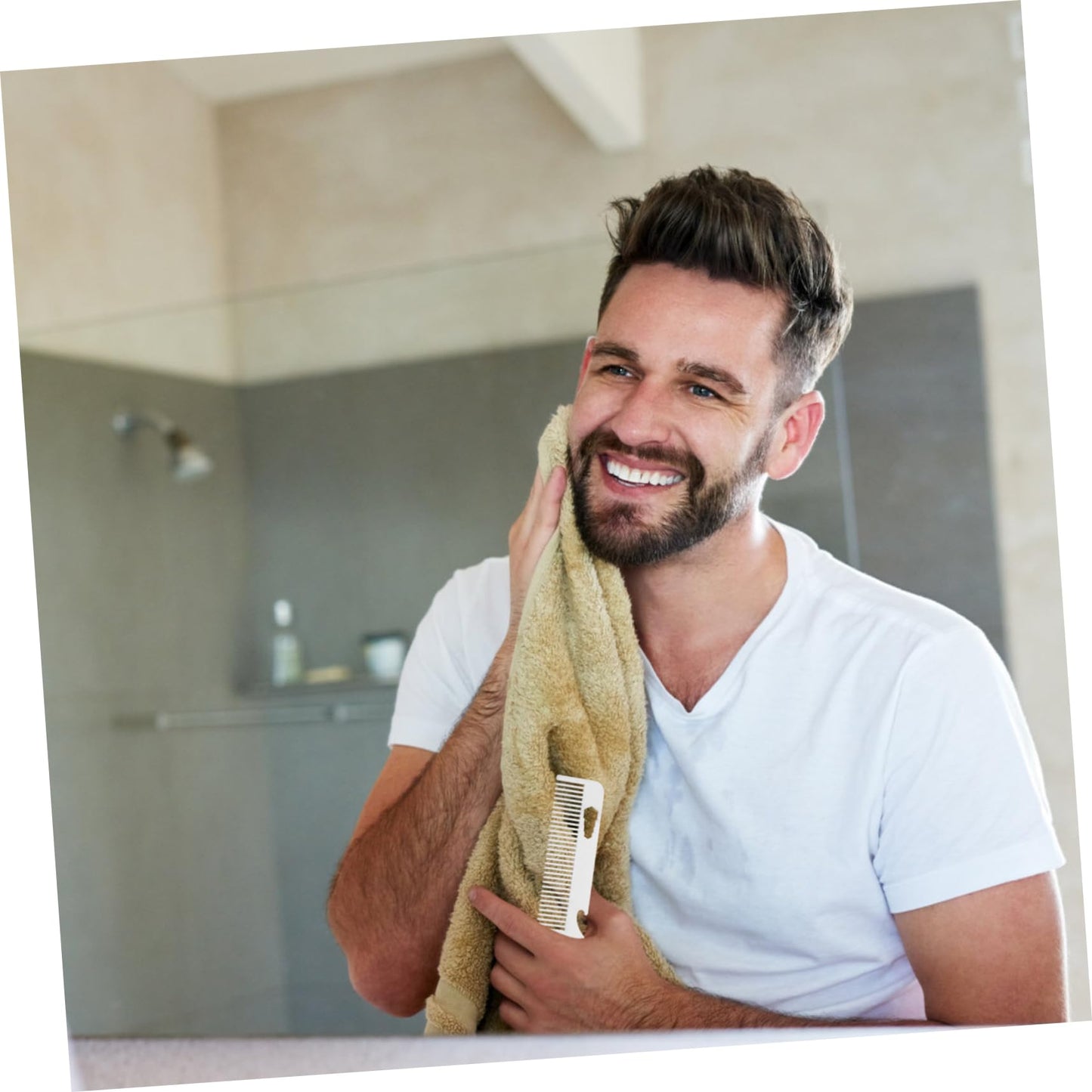Beaupretty Beard Comb 5.51 Inch Fine Tooth Anti-Static Mustache Comb for Men Heat Resistant Grooming Tool for Styling Detangling and Moisturizing Facial Hair