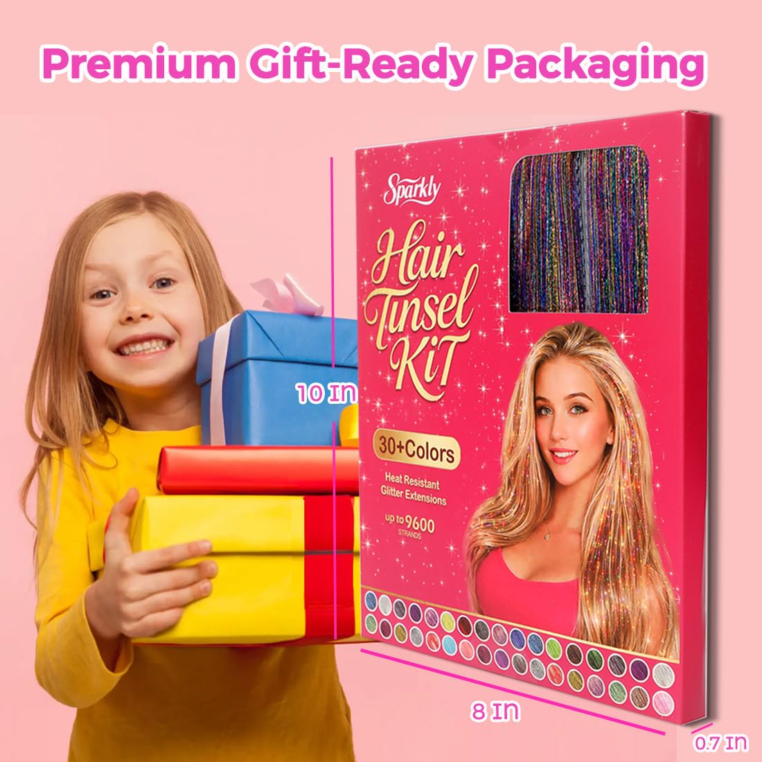 Hair Tinsel Kit with Tools, 8700+ Strands 20 Colors Fairy Hair Extensions, 48 Inch Heat Resistant Holographic Glitter Tinsel, Perfect Christmas Party & Festival Gift for Girls & Women