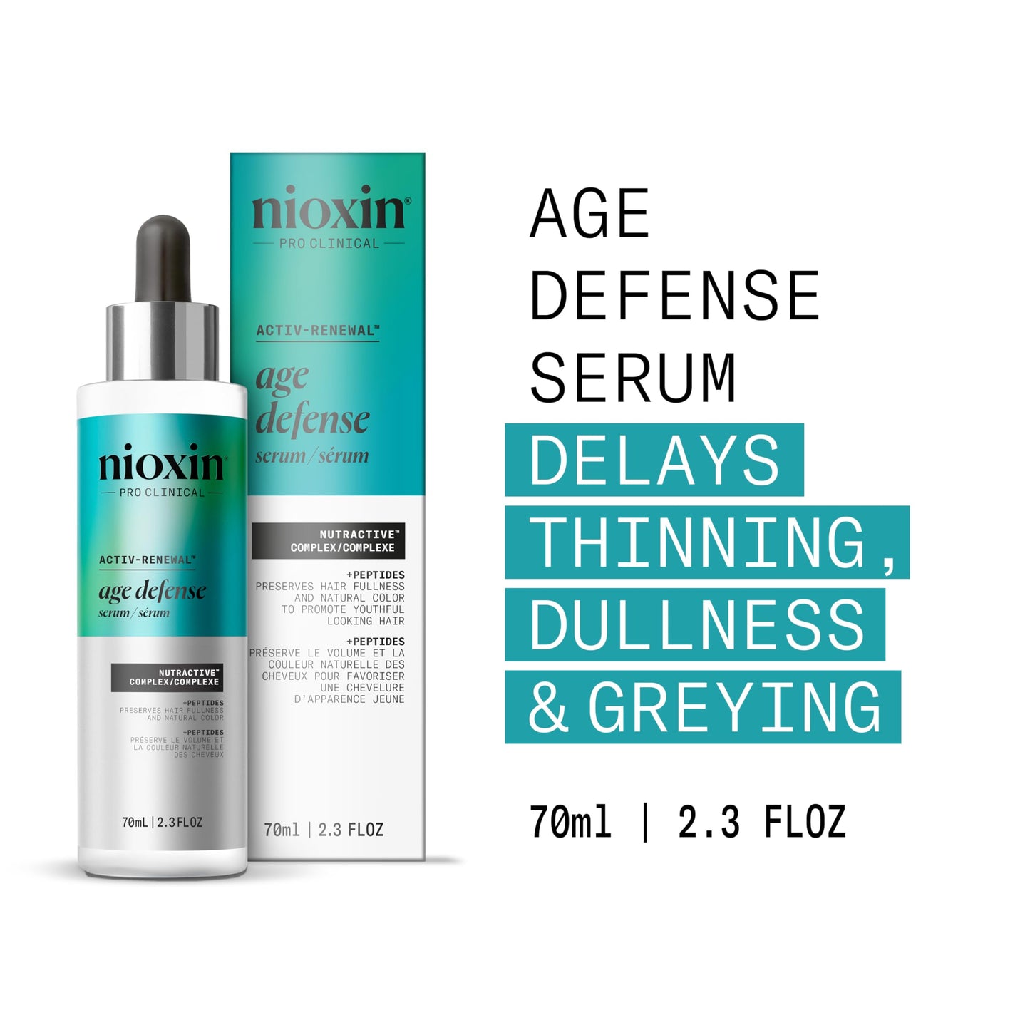 Nioxin Age Defense Anti-Aging Hair Serum | Leave-in Scalp Treatment with Peptides | 2.3 Fl Oz | 70mL