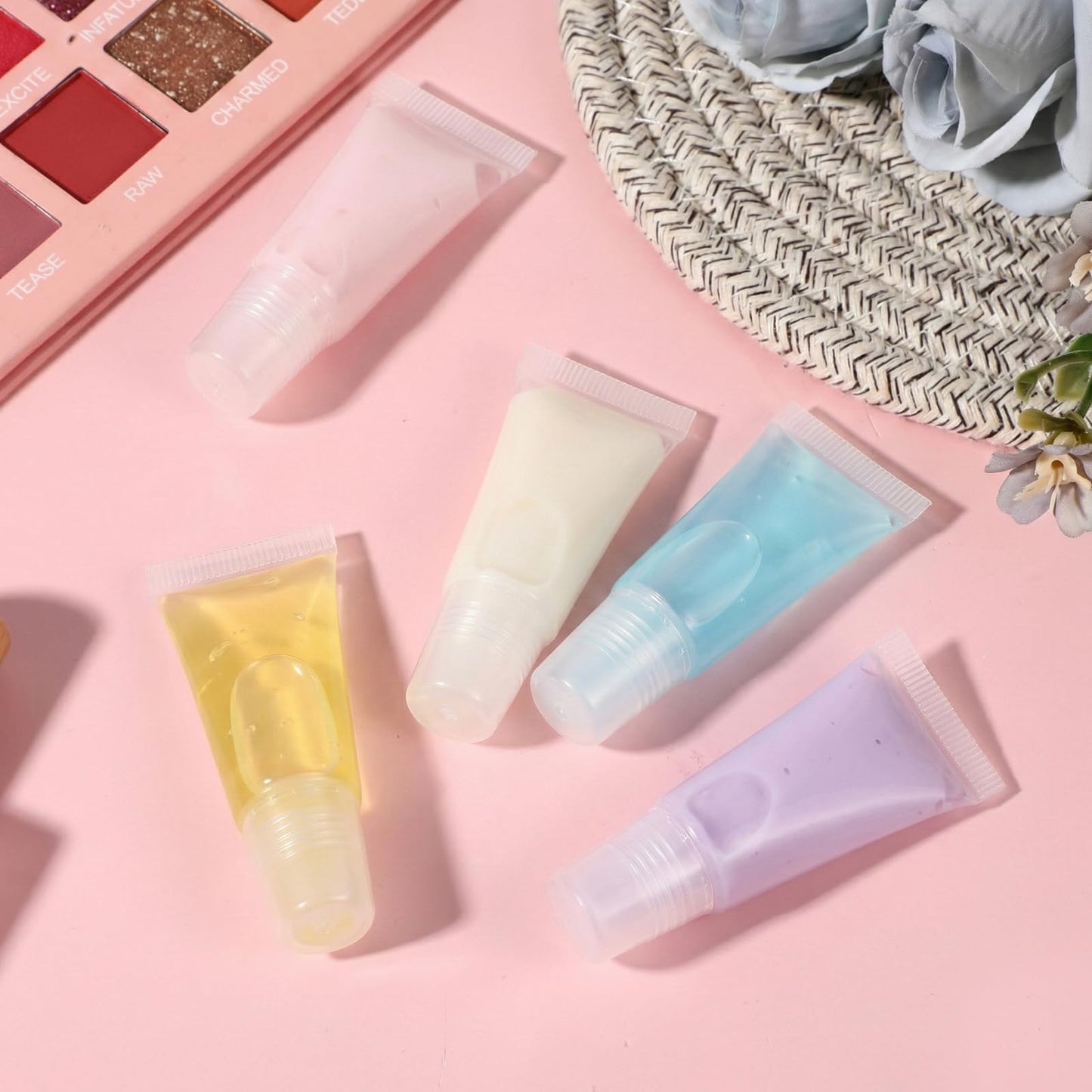 10 Packs Refillable Lip Balm Tube 5ml Empty Lip Gloss Tubes Clear Soft Mini Cosmetic Refillable Lips Gloss Tubes for DIY Lips Base Makeup Travel Toiletries