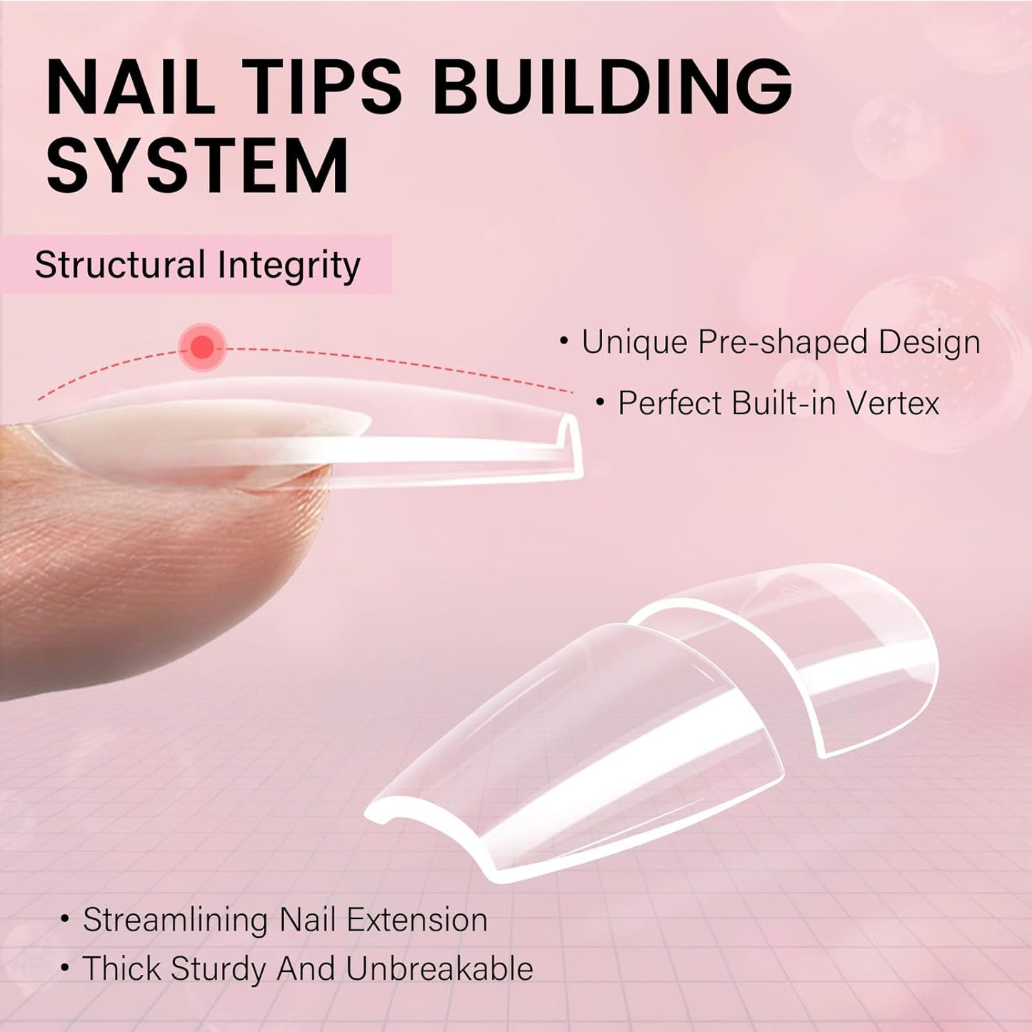 Nail Extension Kit - Medium Almond Nail Tips 224pcs | Solid Gel Glue 30g & Nail Lamp for DIY Home Salon