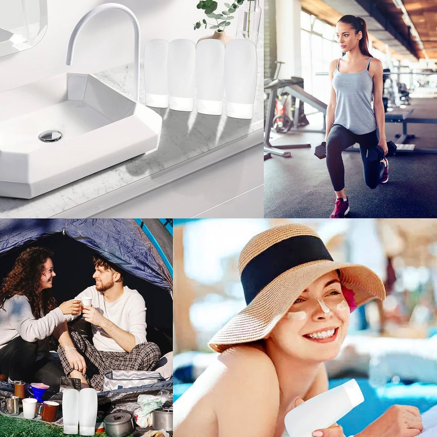 Travel Bottles Set - TSA Approved Leak-Proof Refillable Containers | 4 Pack Portable Toiletry Kit for Shampoo & Lotion