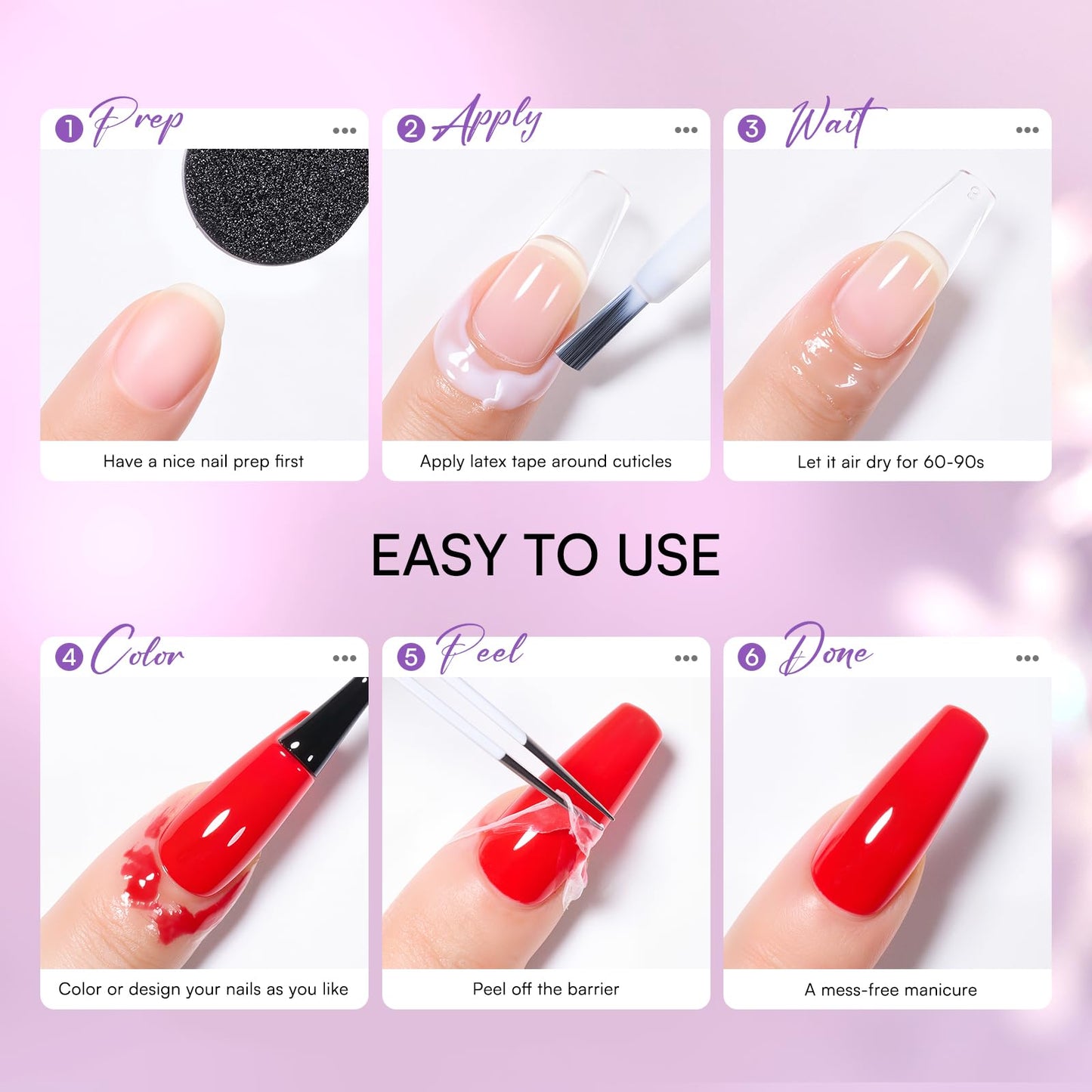 Makartt Liquid Latex for Nails: Nail Polish Barrier Peel Off for Clean Edges, Quick Dry Peel Off Cuticle Guard, Latex Tape for Nails Gel Polish, Stamping, Chrome Powder for Nail Art Home Salon Use