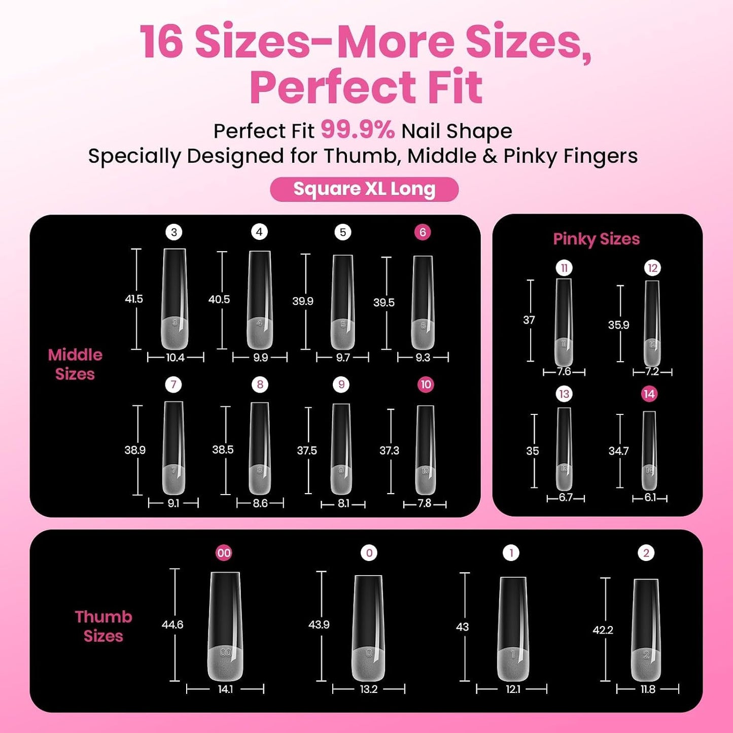 Beetles Instant Apex Nail Tips - XXL Square, 160pcs, No Builder Gel Needed | DIY Salon-Quality Extensions, Sizes 00-14