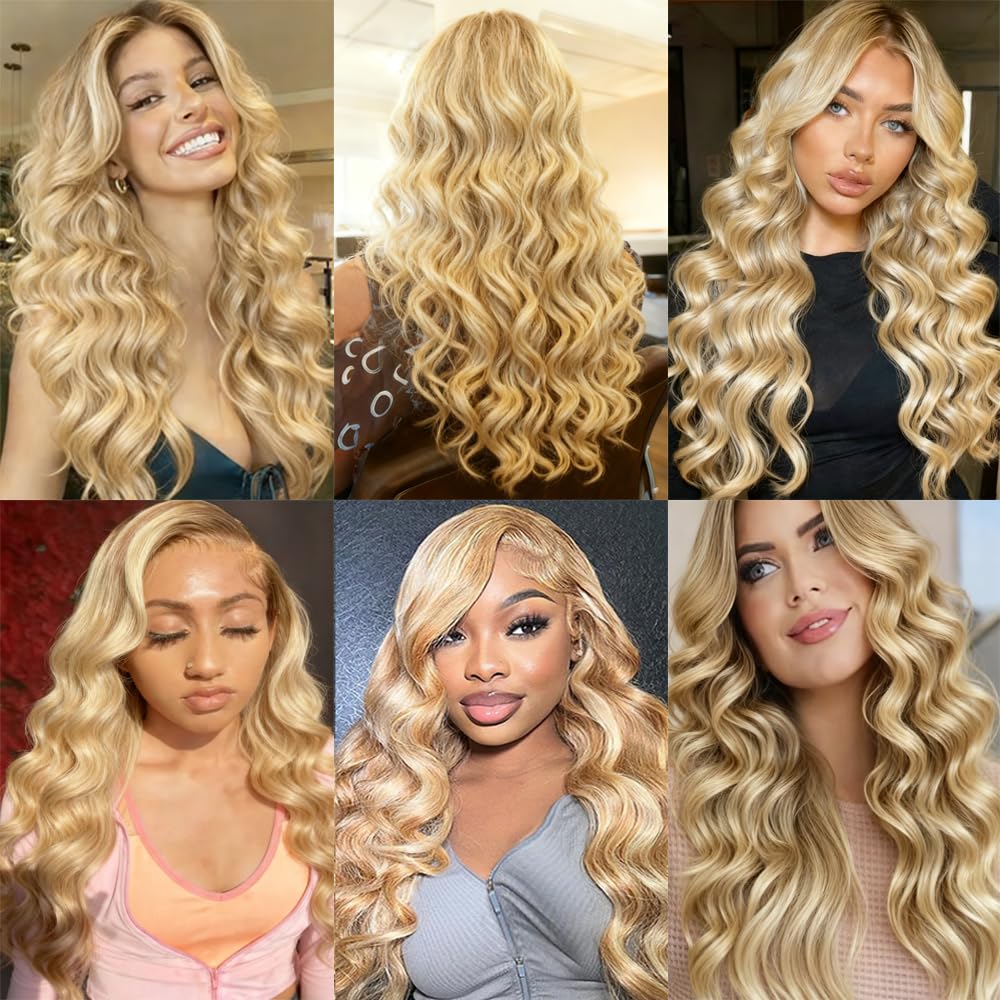 P27/613 Blonde Bundles Human Hair Loose deep wave Bundles 22 22 22 Inch Highlight Honey Blonde Loose Wave Bundle Unprocessed Brazilian Virgin Weave Hair 3 Bundle 50 Gram Per Bundle