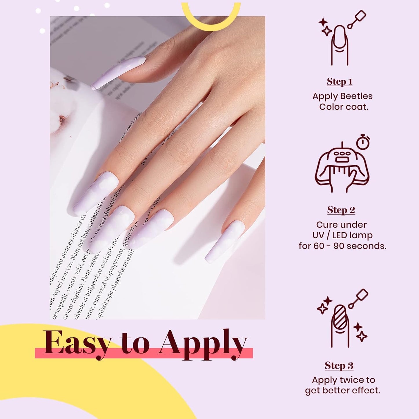 Beetles Purple Gel Polish - Lilac Light Purple Nail Color | 15ml Soak Off UV LED Gel for Summer Manicure
