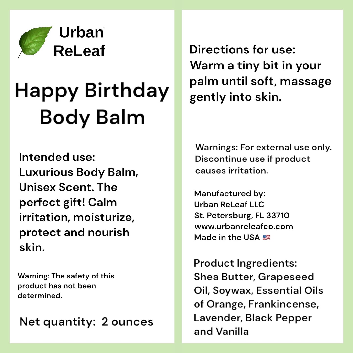 Urban ReLeaf Happy Birthday Body Balm! Fresh Citrus Spice Natural Shea Butter & Essential Oils, Thoughtful Gift! Gender Neutral Unisex Scent, Deeply Moisturizing. Special Present