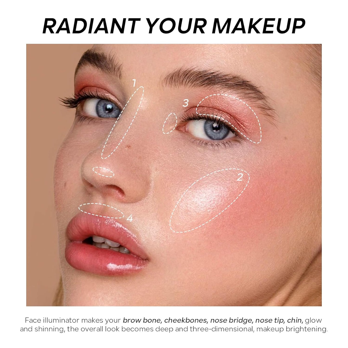 Luminous Face Highlighter Palette - Radiant Glow with Pearl Shimmer | Smooth Baked Powder for Natural Finish